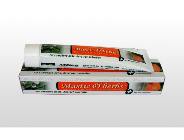 Toothpaste with mastic and mandarin