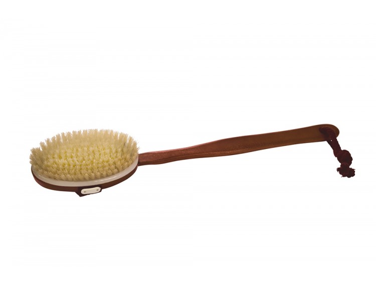 bath brush of natural wood- long handle
