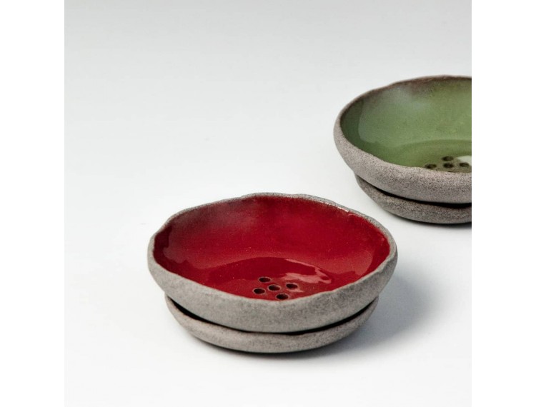 Ceramic handmade soap dish with...